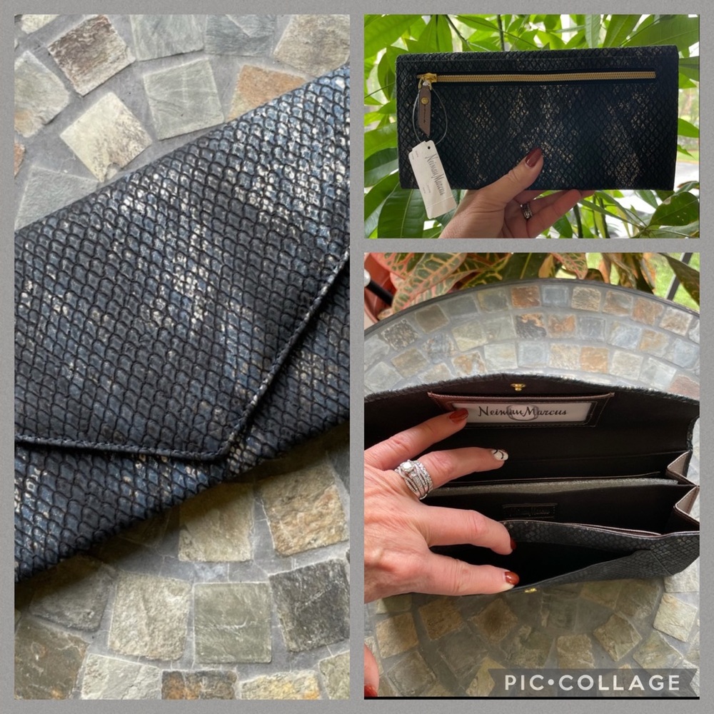 Neiman Marcus blues snake wallet